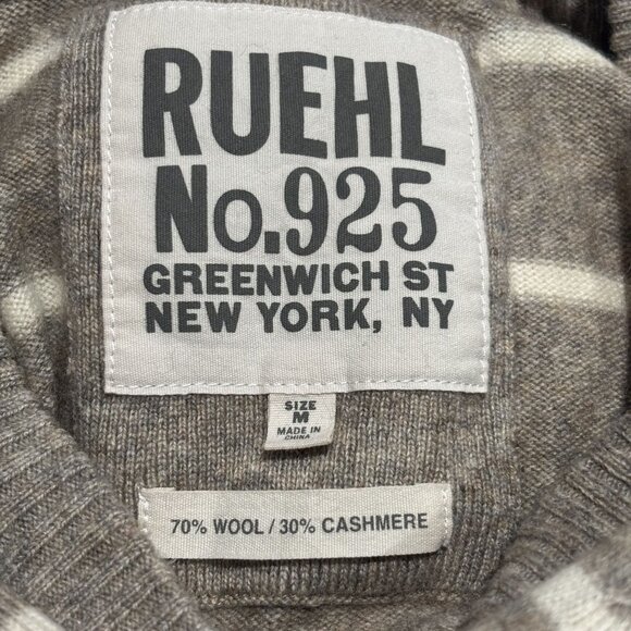 Ruehl No. 925 Cashmere Blend Striped V-Neck Tunic Sweater Sz M Longline Neutral - Picture 4 of 5